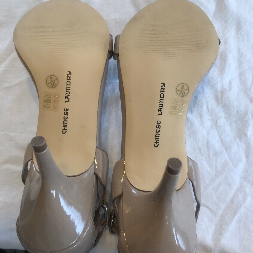 Chinese Laundry 9M Patent Leather Tan 3” Heel EUC - Picture 7 of 8